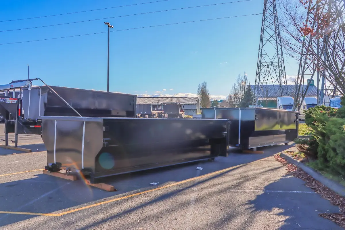 Roll-off dumpster ready for waste disposal at job site for Construction Dumpster Rental in Weisenberg